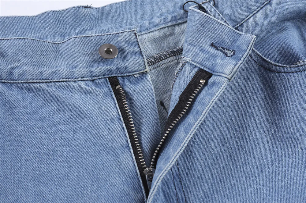 Harajuku Mask Gun Towel Embroidery Patchwork Mens Denim Pants Retro Streetwear Casual Straight Loose Jeans Trousers Pantalones