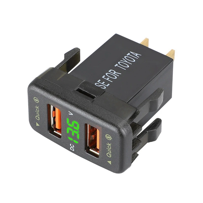 Быстрое зарядное устройство для автомобиля 2x36 Вт QC3.0 быстрое с двумя USB-портами и