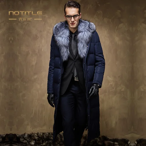 

Высококачественный мужской пуховик с подкладкой, сверхдлинный гусиный пух, мужская зимняя куртка с воротником из Меха чернобурки