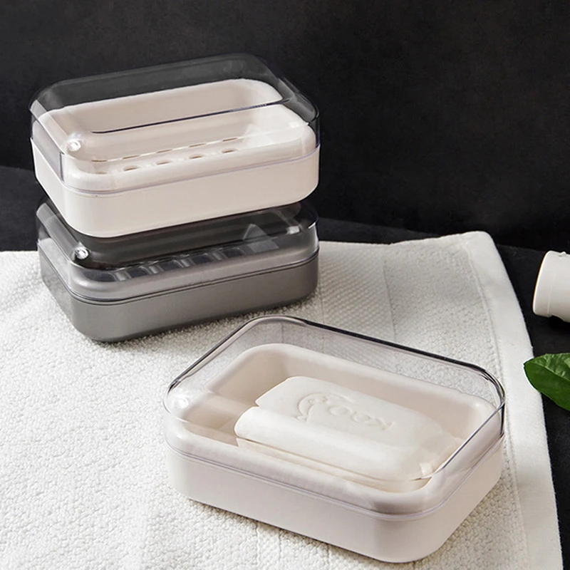 

Большая Прозрачная Коробка для мыла для ванной, портативный чехол для мыла для путешествий, двухслойный дренаж для мыла, посуда, аксессуары ...