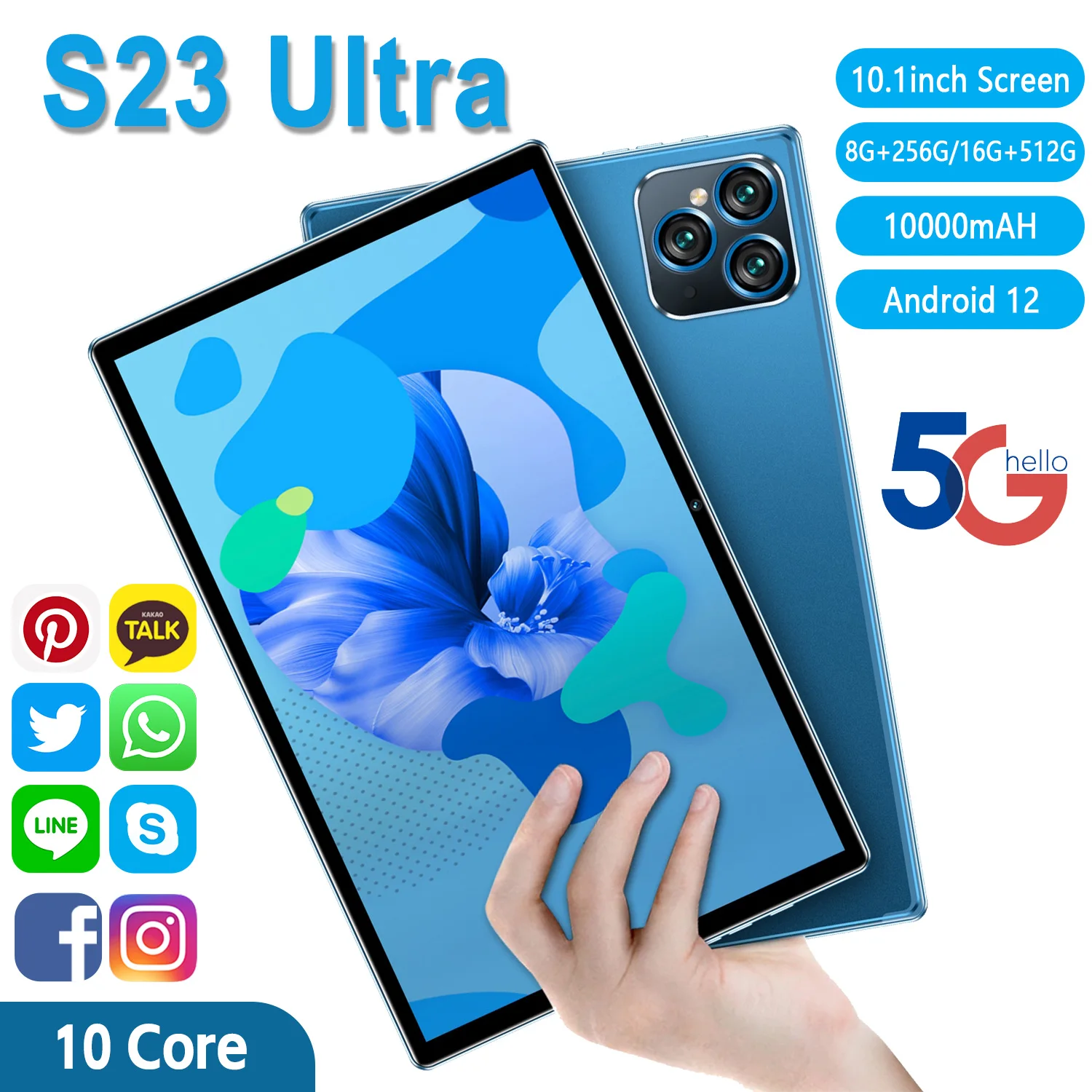 

2023 New Tablet S23 Ultra 5G Android 10.1 Inch HD 16G+512GB Global Tablette Dual SIM Card or WIFI Google Play Tablets For Laptop