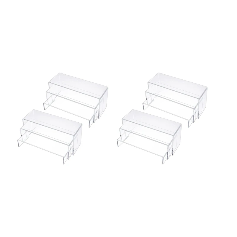 

New Acrylic Display Risers, Clear Rectangle Stands Shelf For Display 12Pcs