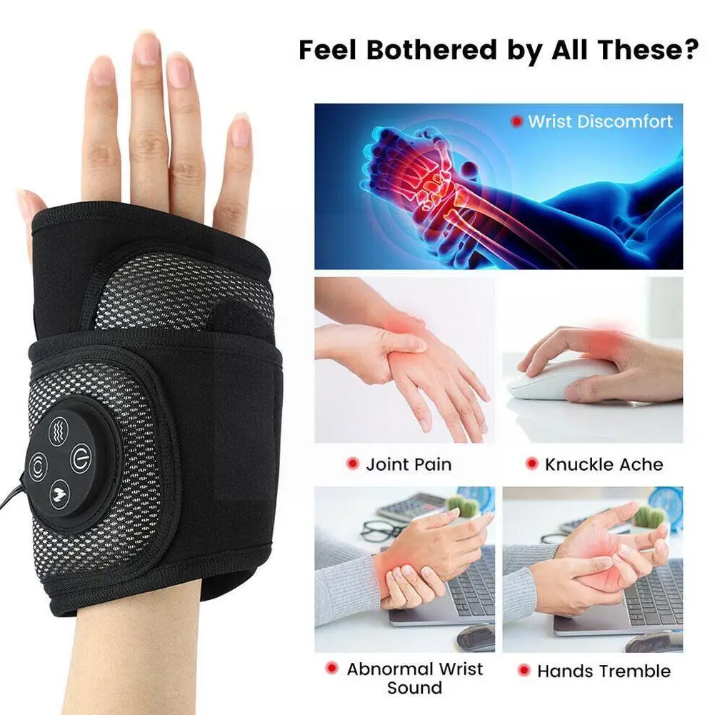 

Usb Electric Wrist Brace Hand Compression Air Massager Vibration Wrist Heating Massage Hand Relief Pain Brace Tool L0e2