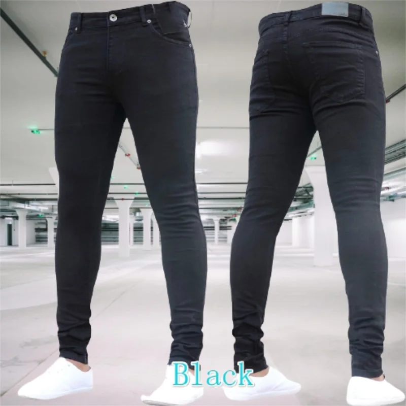 Men Jeans Stretch Casual Pants Rerto Washing Zipper Slim Fit Trousers Male Plus Size Pencil Pants Denim Skinny Jeans For Men