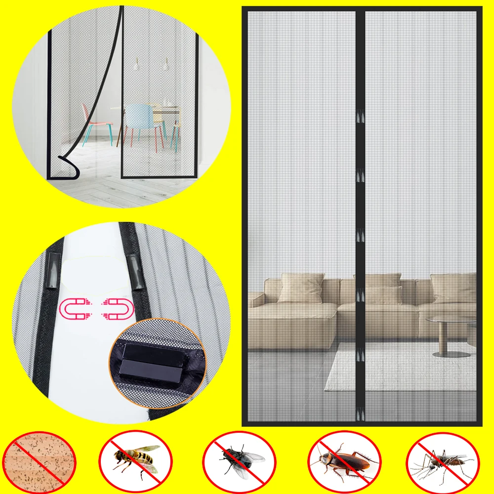 Strong Magnetic Screen Door Curtain Fly Insect Screen Mesh Auto Closing  Mosquito Net Kitchen Screen Punch-free Invisible Mesh
