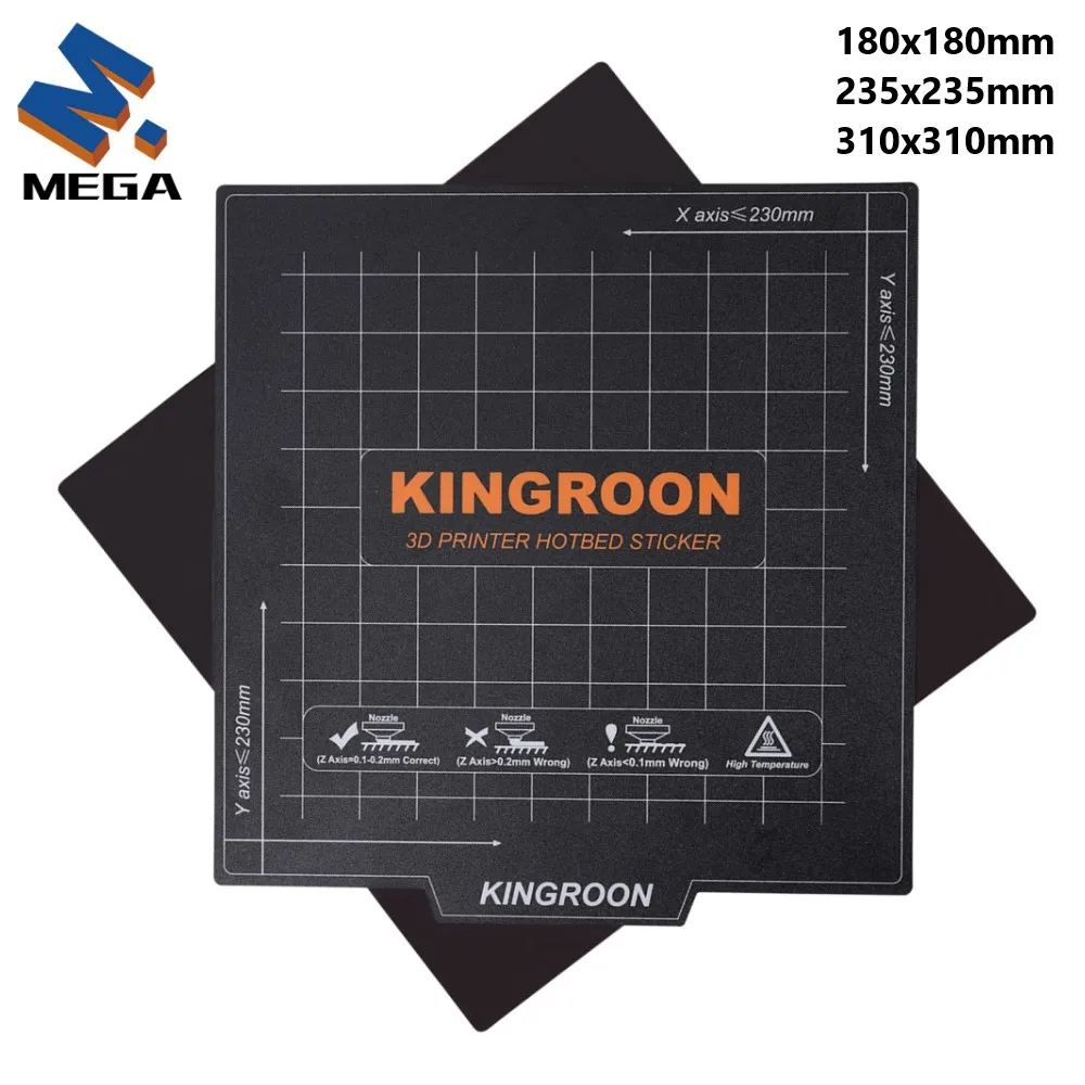 Фото Гибкая магнитная грелка KINGROON 180x180/235x235 мм, простыня для 3D-принтера A + B, мягкая магнитная рабочая пластина для KP3S KP5L Ender 3 №1