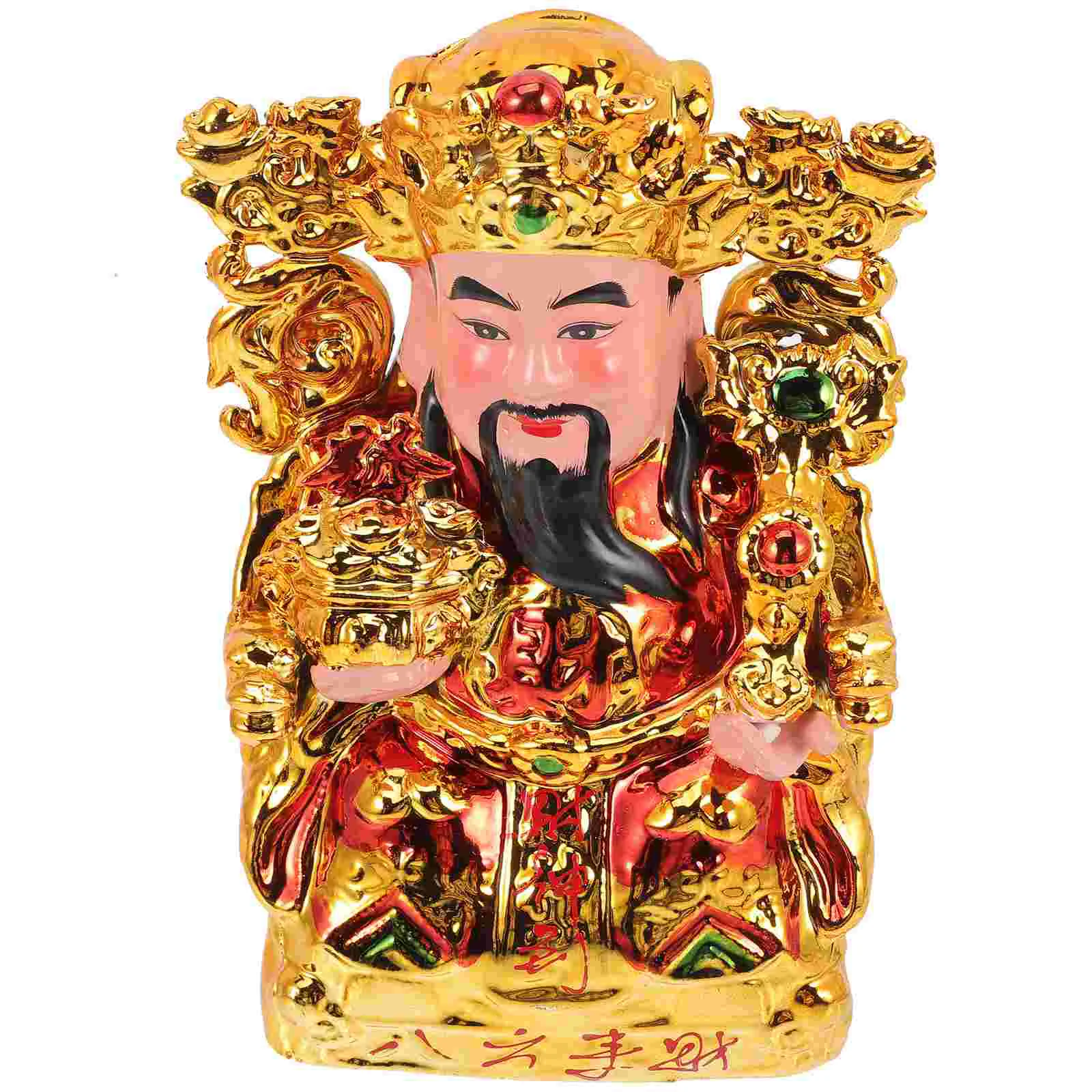 

Godwealth Figurine Desktop Chinese Statue Ornament Decor Caishen Shen Decoration Shui Feng Fortune Ceramic Fengshui Shaped