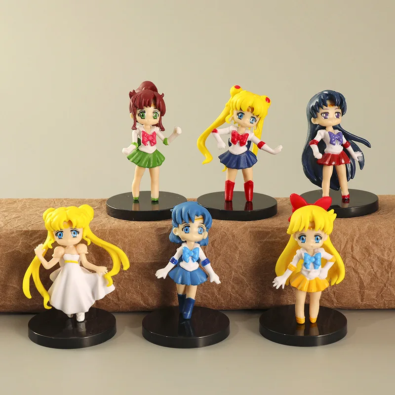 

6Pcs/Set Cartoon Anime Sailor Moon Soilder Action Figures Collection Model Doll Toys Decoration Kids Christmas Birthday Gifts