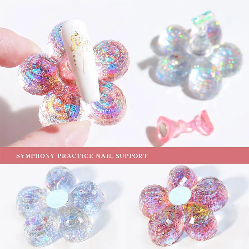 

1 Item Magnetic Crystal Nail Art Stand + 5 Pcs Practice Display Stand Acrylic Crystal Stand Nail Polishing Fake Tips Nail Tools