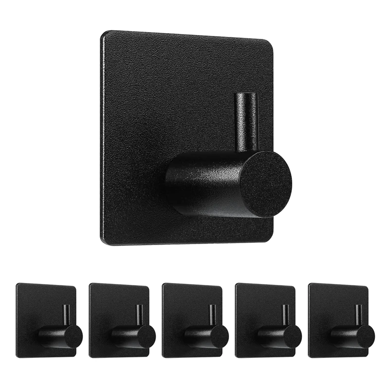 

6Pcs Adhesive Hooks Heavy Duty Wall Hooks Waterproof Stainless Steel Hooks For Bathroom Kitchen Living Room