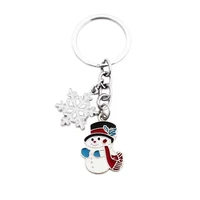 colorful enamel christmas snowflake snowman keychain car women men bag accessories jewelry gifts key chain wholesale holder
