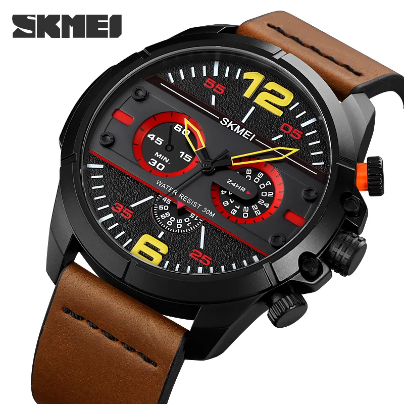 

SKMEI Quartz Watches Fashion Luxury Leather Strap Wristwatch Business Style Men's Watch Top Brand Waterproof Quartz Wristwatches