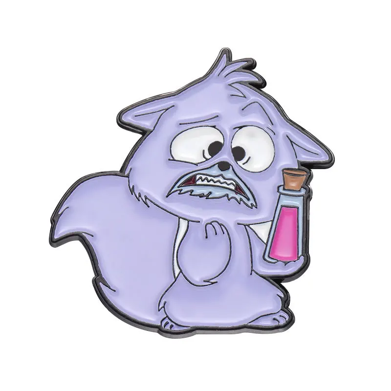 

Фиолетовая брошь белка из металла