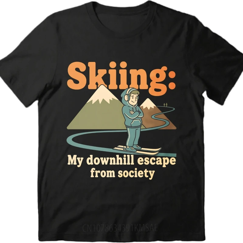 Фото Для него летняя комфортная футболка Лыжи My Downhill Escape From Society Уличная одежда Женская футболка с коротким рукавом и круглым вырезом Бренд №1