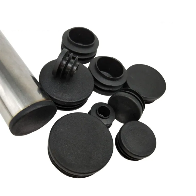 

4 Pcs Black round pipe plug inner rubber plug stool non-slip foot pad plug plastic head sealing cover
