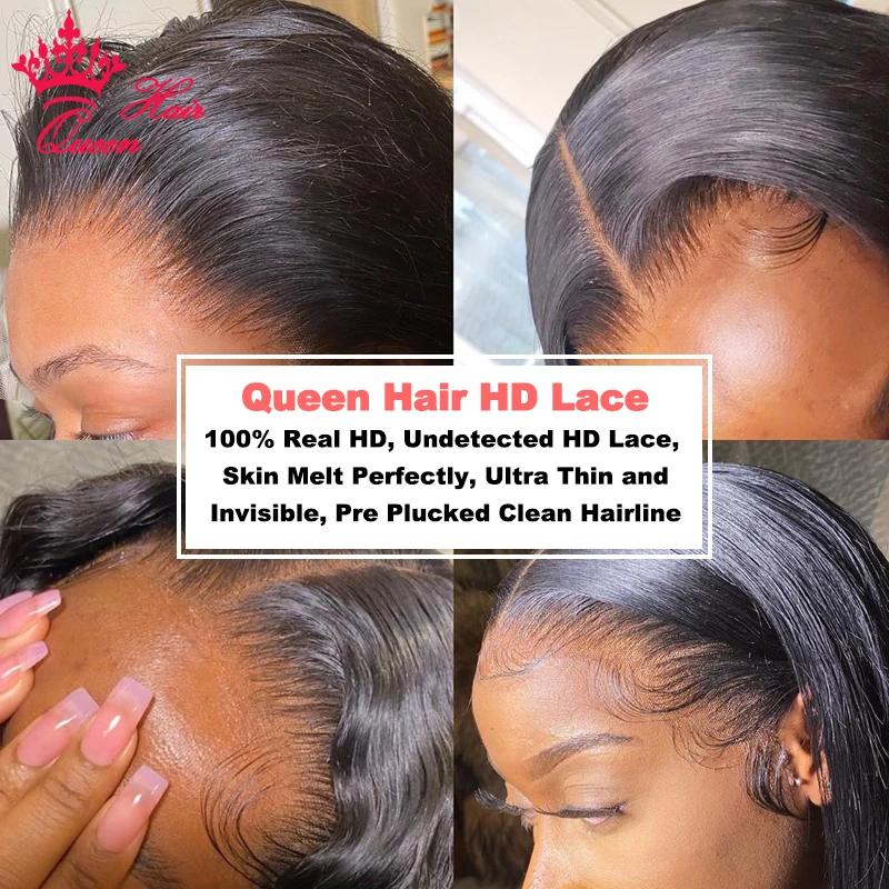 Queen Hair Real HD Frontal 13x6 13x4 Undetectable Invisible Lace Closure 4x4 5x5 6x6 7x7 Virgin Raw Human Straight Hair images - 6