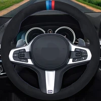 car steering wheel cover suede for bmw m sport g30 g31 g32 g20 g21 g11 g12 g14 g15 g16 x3 g01 x4 g02 x5 g05 x7 g07 accessories