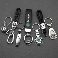 3d metalleather car styling keychain for skoda fabia kamiq karoq kodiaq rapid superb octavia key chain key rings accessories