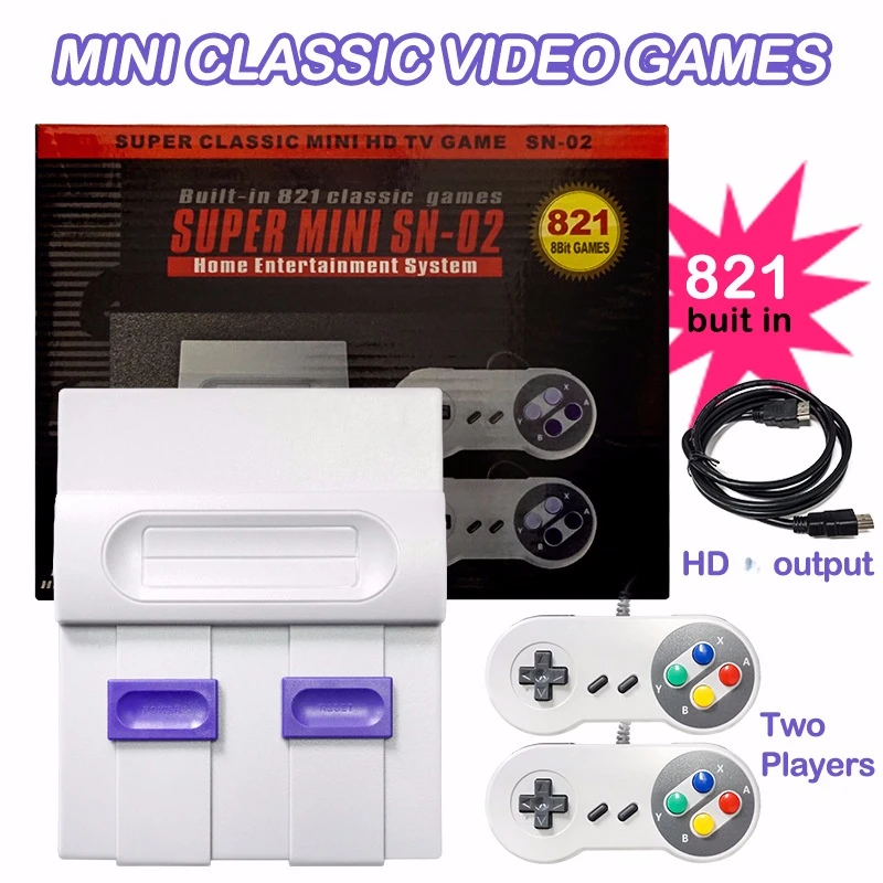 

8 Bit Retro Game Mini Classic HD/AV TV Video Game Console with 821/620 Games for Handheld Game Players Video Game Two Player