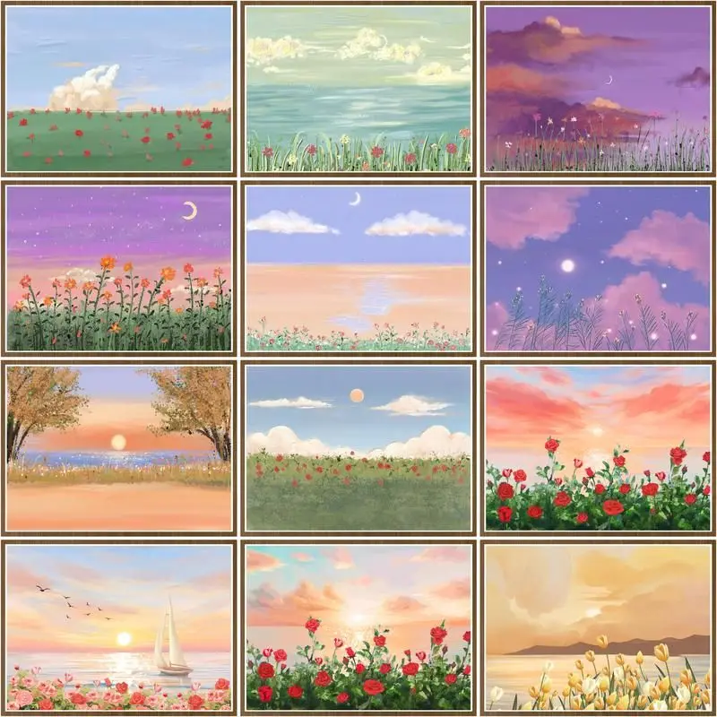 

CHENISTORY Paint By Numbers Flower Coloring By Number Moon Scenery Kits Drawing On Canvas Handpainted Gift Home Decor