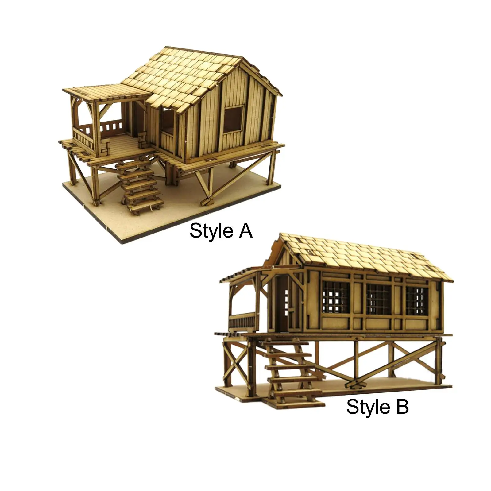 

1/72 Wooden Cabin DIY Painting Wooden 3D Puzzle House Modeling Kits for Diorama Accessory War Scene Architecture Model Layout