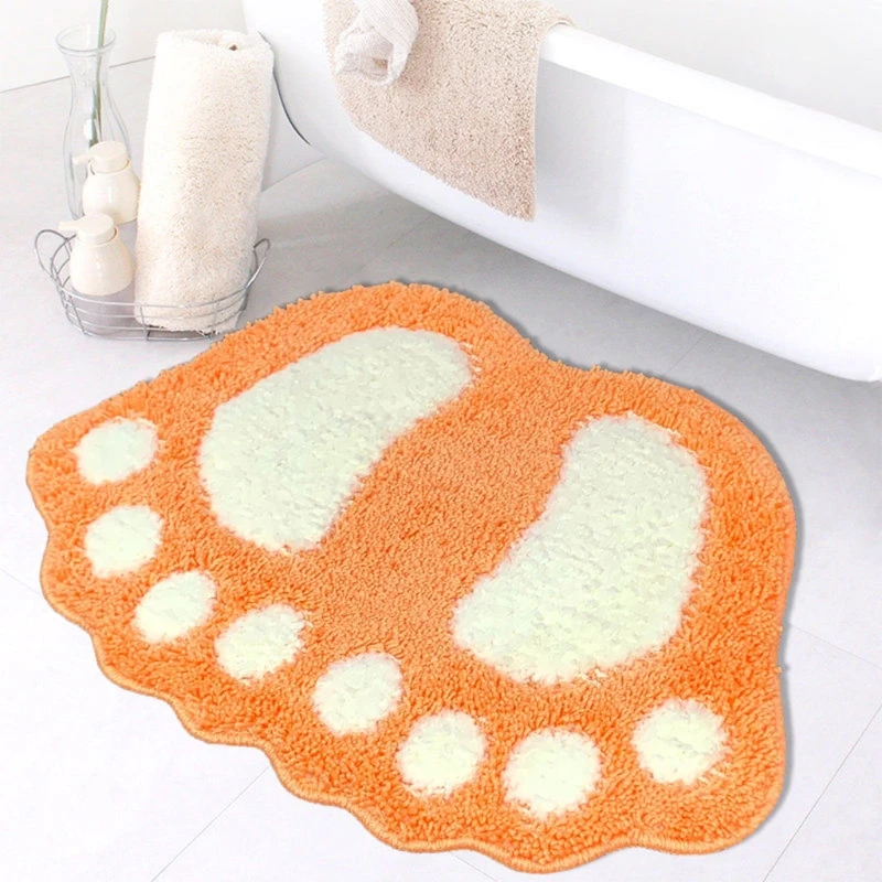 

40x60cm Cute Cartoon Big Feet Bath Toilet Mat Non-Slip Footprint Bathroom Area Rug Absorbent Kitchen Floor Carpet Doormat Home