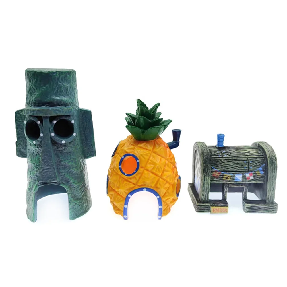 

Cartoon Resin Pineapple House Figurines Ornaments Fish Tank Decoration Underwater Landscaping Aquarium Accessories Home Decor