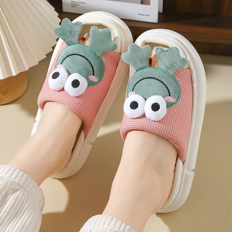 Frog Slippers for Women Spring Summer Cozy Flip Flops Platform Cloud Kawaii Cartoon Frog Woman Sandals Frog House Slipper