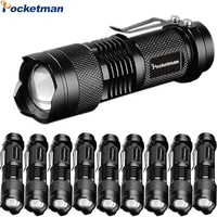 10pcs portable mini led flashlight 3 modes zoomable tail cap press torch pen clip light outdoor fishing hiking night running