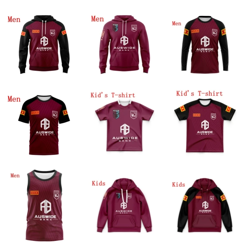 

2023 Boy Hoodies Queensland MAROONS STATE OF ORIGIN Rugby Jersey Hoodies Hoodie Men Personality Loose Clothing