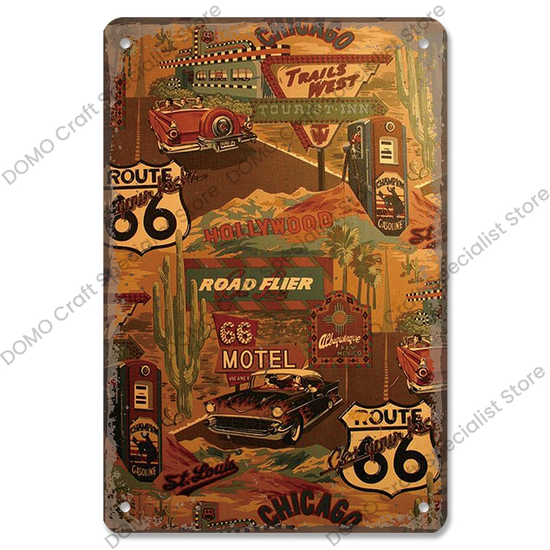 

Металлический плакат Route 66 CQDM DECOR 20x30 см