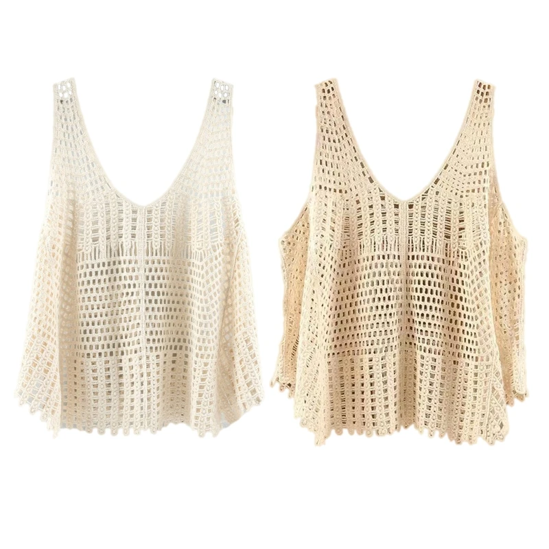 

Women Summer Sling Tank Top Crochet Knitted Vest Waistcoat Hollow Camisole Vest