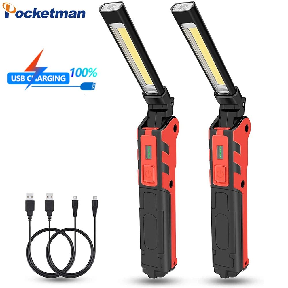 

Portable LED Work Light USB Rechargeable Adjustable Brightness Flashlight Grill Light Work Lamp with Magnetic Base 270° Rotate