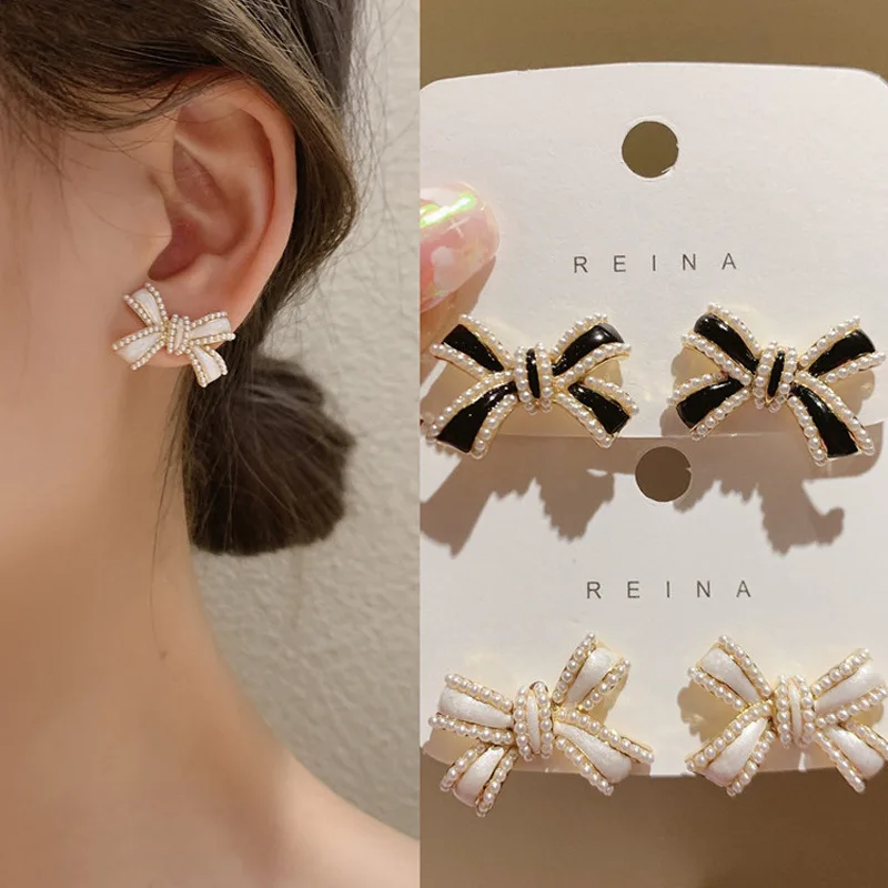 

Fashion Bow Tie Small Stud Earrings Gold Silver Color Stainless Steel Earrings for Women 2022 Trend Female Jewelry Girl Gifts