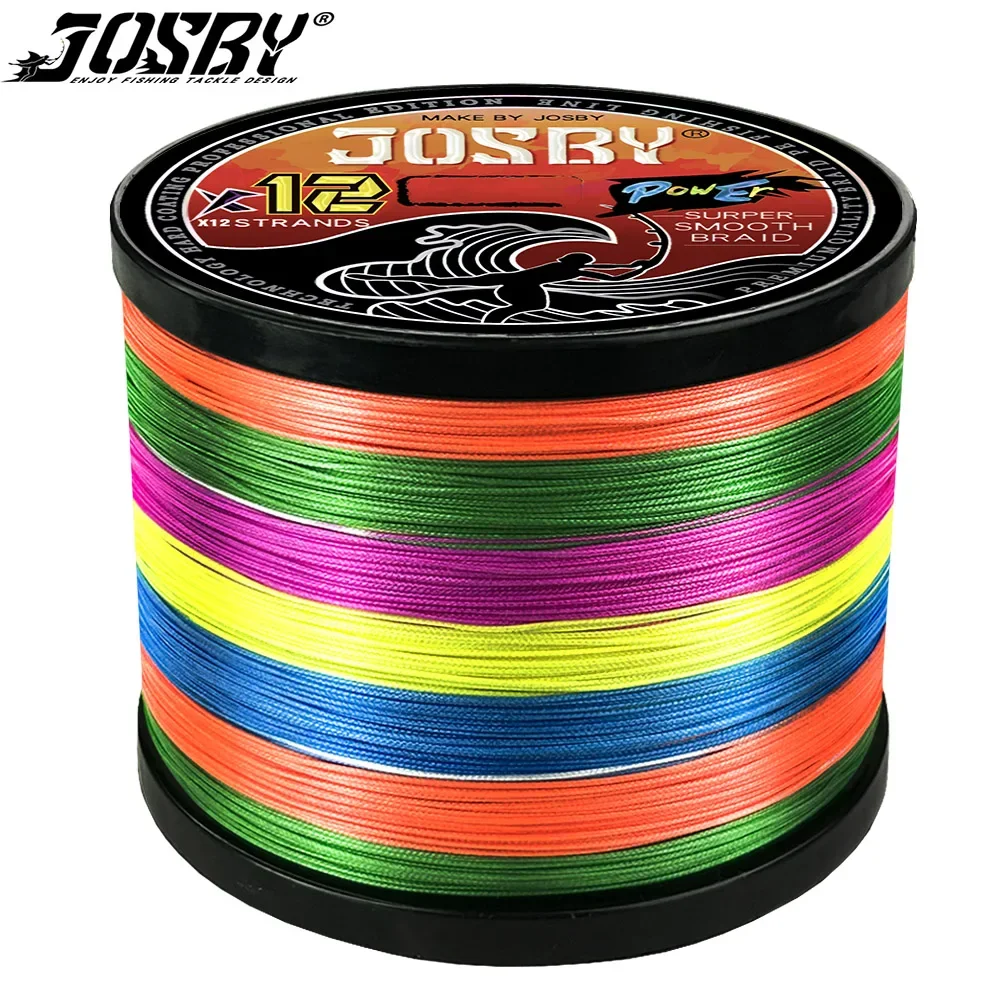 

JOSBY 12 Strands 1000M 500M 300M 100M PE Braided Multifilament Fishing Line Japan Multicolour Fishing Weave Wire Super Smooth