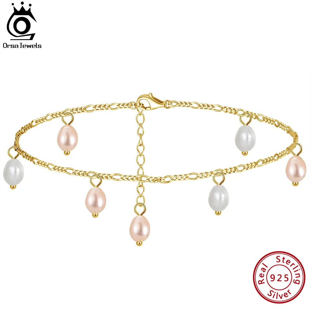 Браслет на ногу ORSA JEWELS из серебра 925 пробы с жемчугом