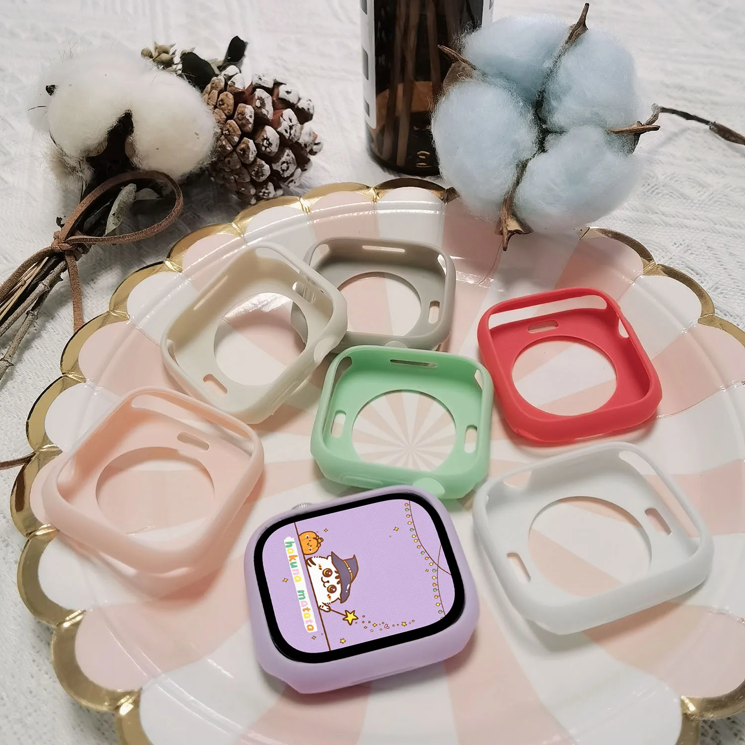 

Яркий силикон для Apple Watch Φ Ultra 49 мм 45 мм 44 мм 40 мм 41 мм 38/42 мм, мягкая защита, аксессуары для iWatch серии 9 8 Se 7 6 5