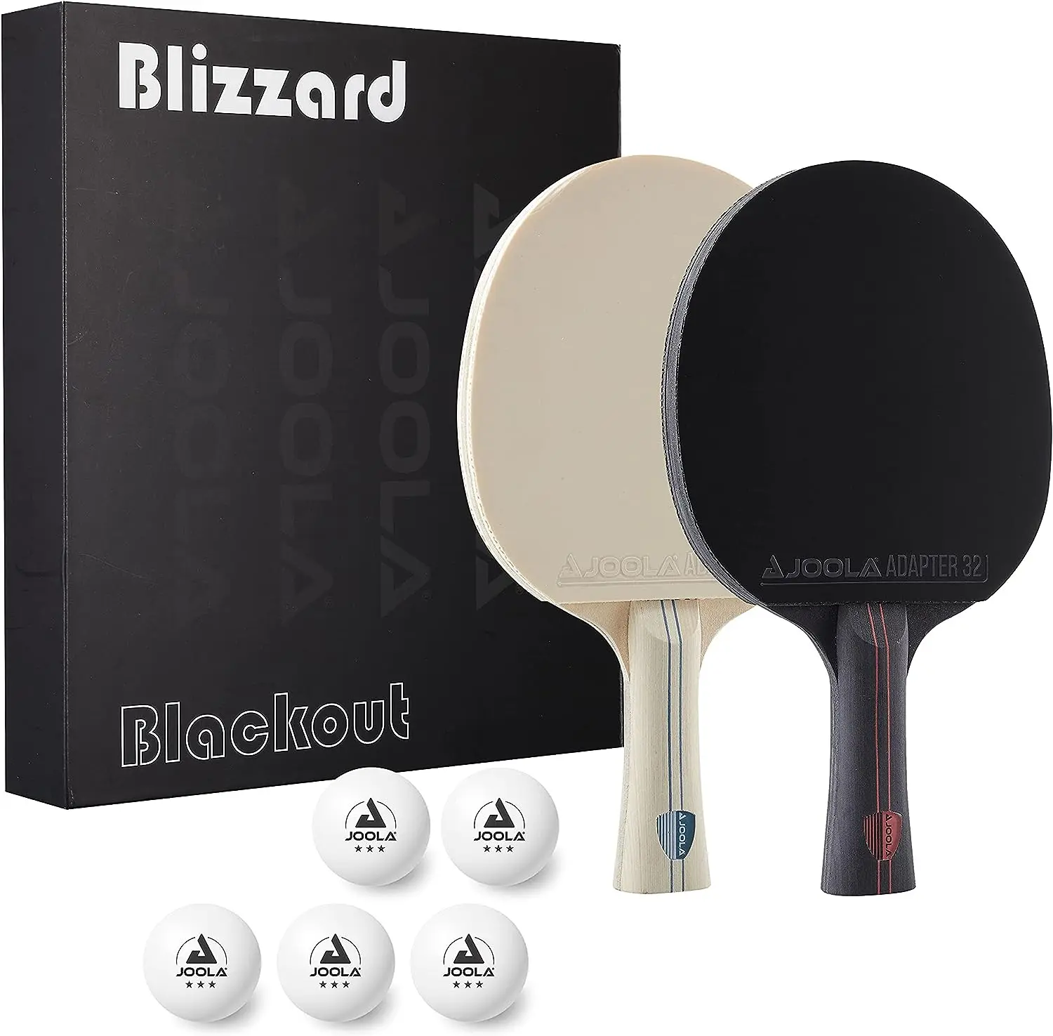 

& Blackout - Competition Ping Pong Paddle Set - Includes 2 Table Tennis Rackets, 5 Ping Pong Balls, and Storage Box - Indoor