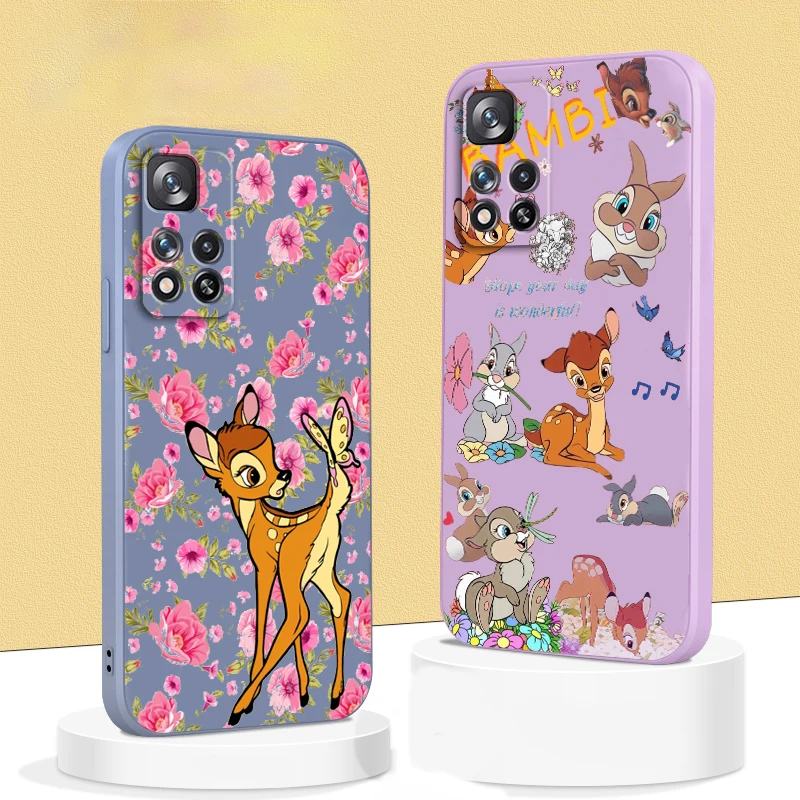 

Disney Bambi Cute Cartoon Liquid Rope TPU Funda Phone Case For Xiaomi Redmi Note 11 11S 11T 10S 10 9S 9T 9 8T 8 Pro Plus 5G