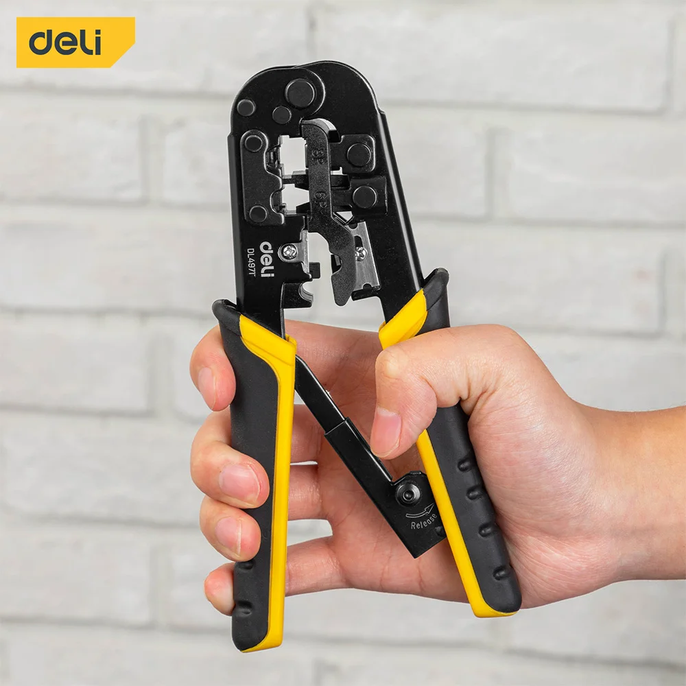 

Deli Rj45 Ethernet Crimper 4P 6P 8P Ethernet Network LAN Cable Crimper Cutter Stripper Plier For Rj45 Rj11 Rj12 Modular Plugs