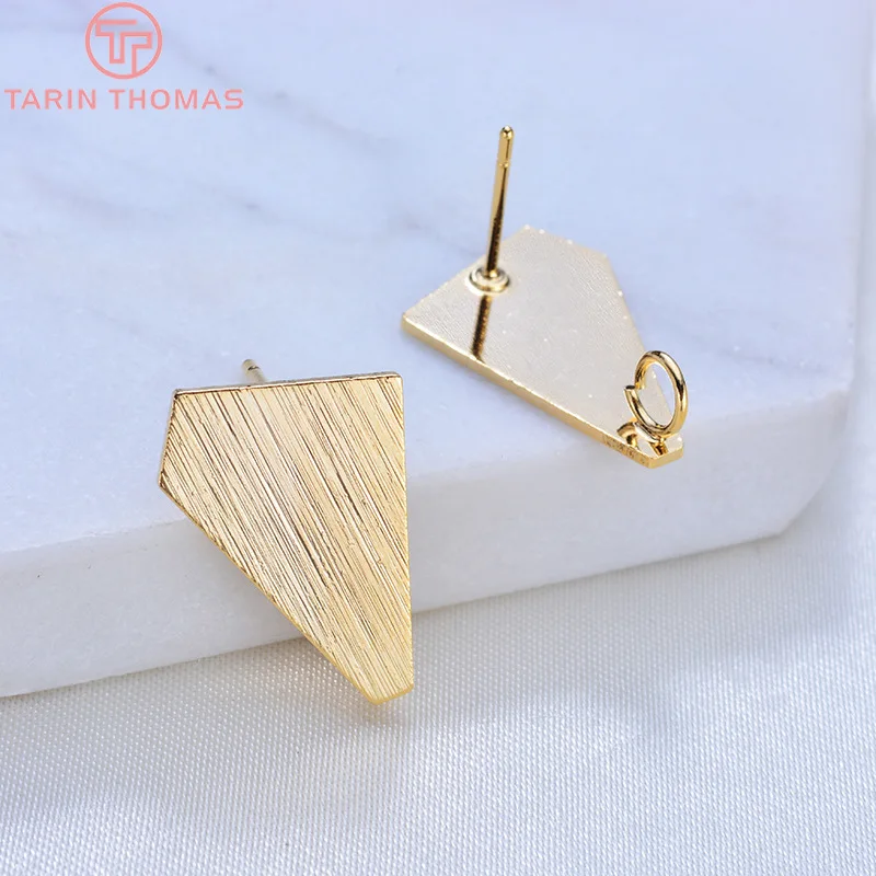 

(2068)6PCS 13x18MM 24K Gold Color Plated Irregular Shaped Stud Earrings High Quality DIY Jewelry Making Findings