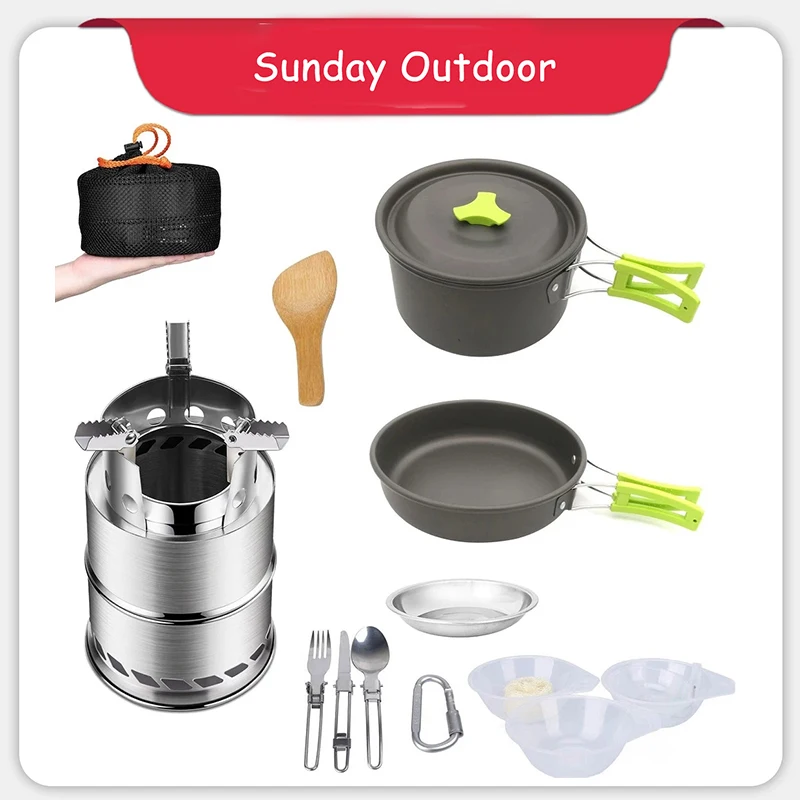 

Набор посуды для кемпинга, легкий и компактный набор для приготовления пищи в рюкзаке, анодированные алюминиевые горшки для кемпинга