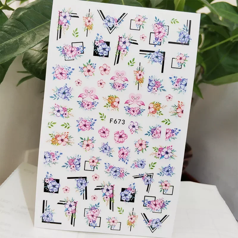 

Nail Sticker Decals Self-adhesive Design Stickers for Nails Geometric Flowers Bird Stickers for Manicure Nail Art Decorations