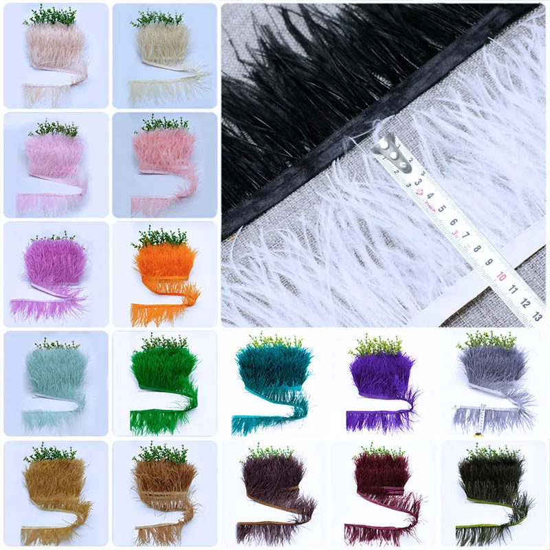 

10 Meter Multicolor 8-10cm Ostrich Feathers Trim Ribbon for Wedding Dress Clothing Decoration Sewing feathers Crafts
