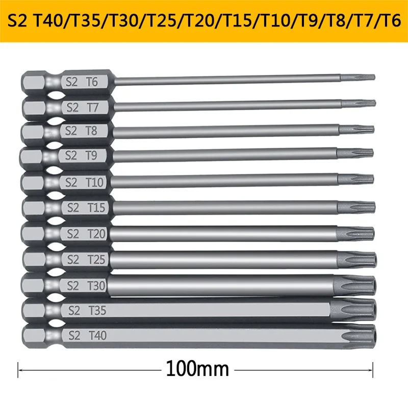 

Tamper Screwdriver Torx Hex Quality 1/4" Bit High F1FC 75/100mm Pcs Drill Set 11 Security Head Bits Flat Magnetic Proof Driver