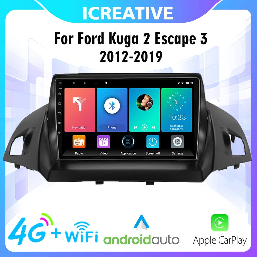 Автомобильный мультимедийный плеер Carplay Авторадио 2 Din для Ford Kuga Escape C-max 3 2013-2017 9