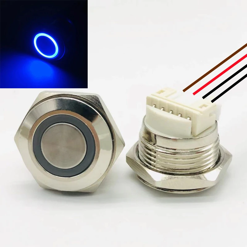 Металлический кнопочный переключатель 12/16/19/22/25/30 мм