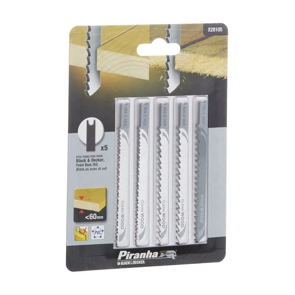 

Black Decker X28105 5 Piece U Type Wooden Jigsaw Knife Set