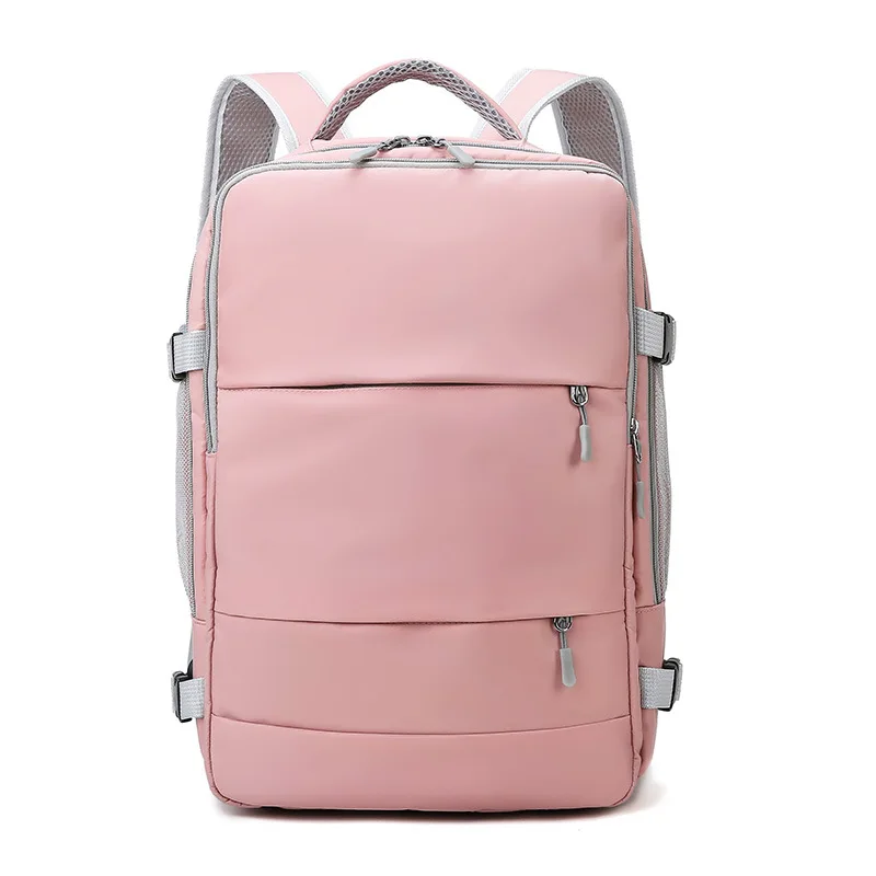 Pink Women Travel Backpack Water Repellent Anti-Theft Stylish Casual Daypack Bag With Luggage Strap USB Charging Port Backpack