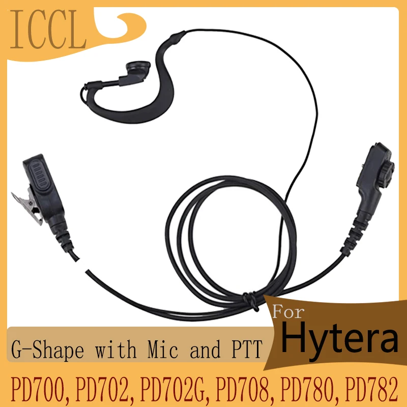 

G-Shape Earpiece for Hytera PD700,PD702,PD702G,PD708,PD780,PD782 Walkie Talkie 2 Way Radio Surveillance Headset with Mic and PTT